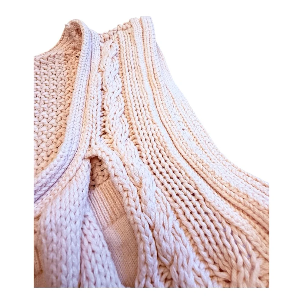 Women's VENUS Pink Cable Knit Sleeveless Crew Neck Sweater S - Picture 4 of 14